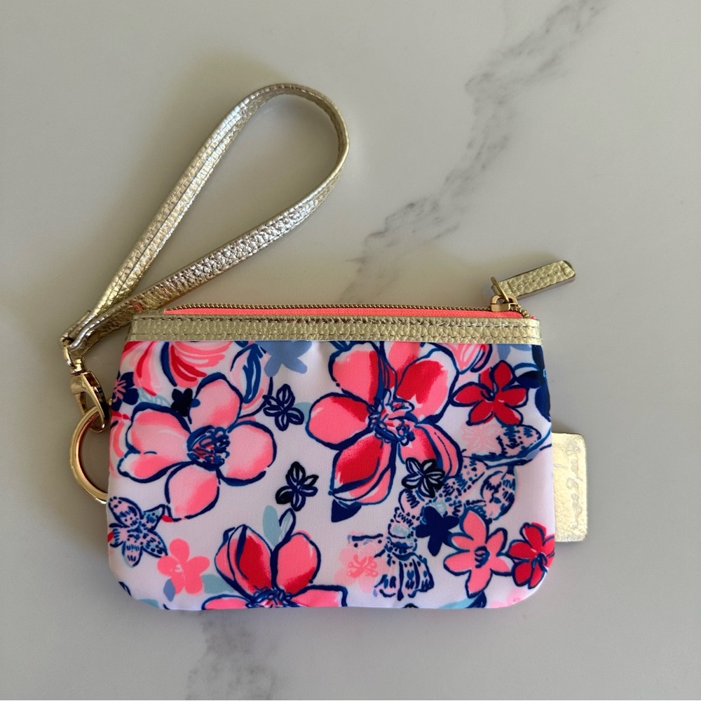 LILLY PULITZER Wallet Resort White Party Like A Lobstar Printed Zip Top Key Ring - Picture 3 of 5